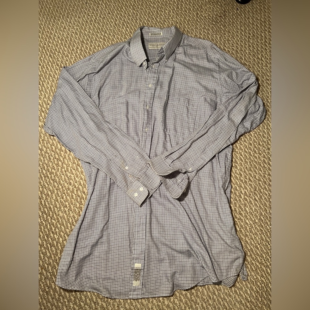 Natural Exchange By Alexander Lloyd Men’s 19 37/38 Tall Purple Plaid Button Down